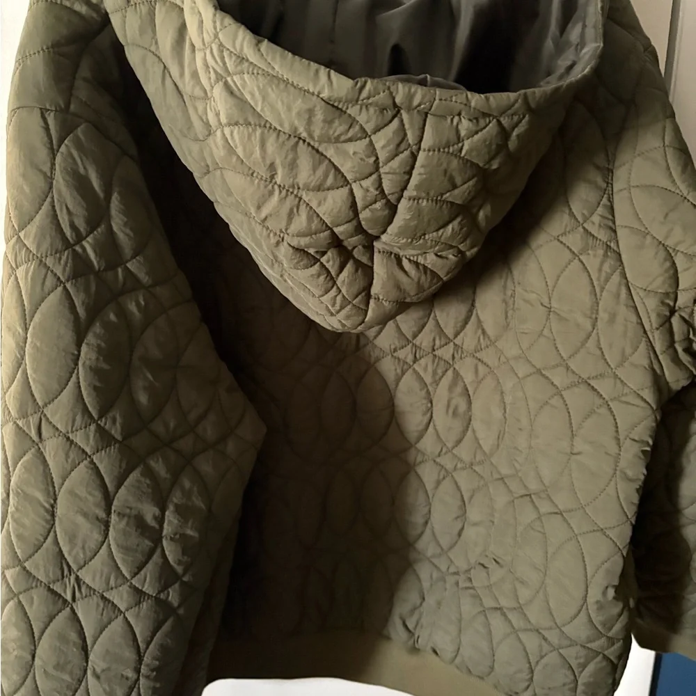 Shein Olive Quilted Bomber Jacket with Hood size 3x